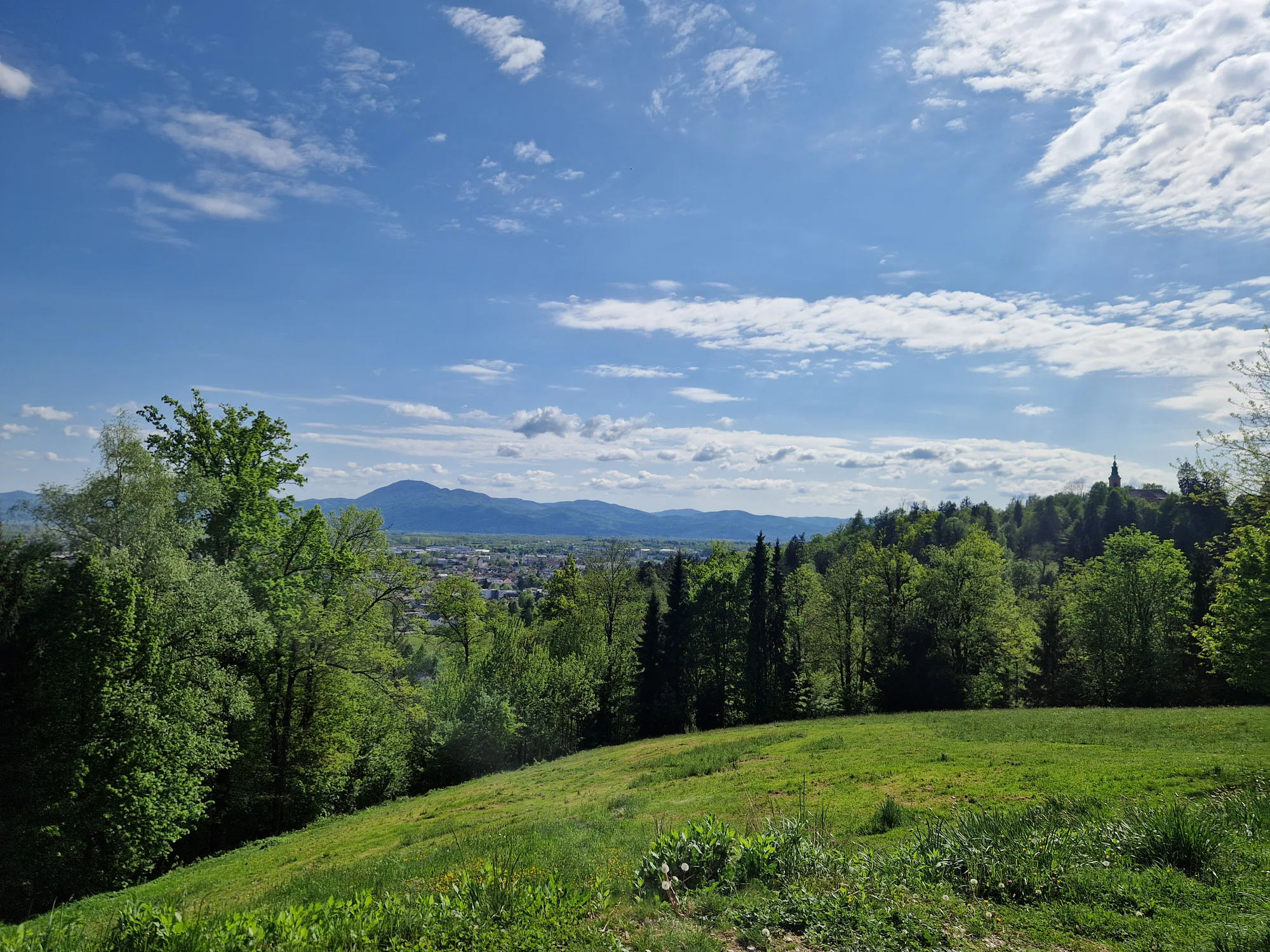 Green hills and mountains surrounding Ljubljana